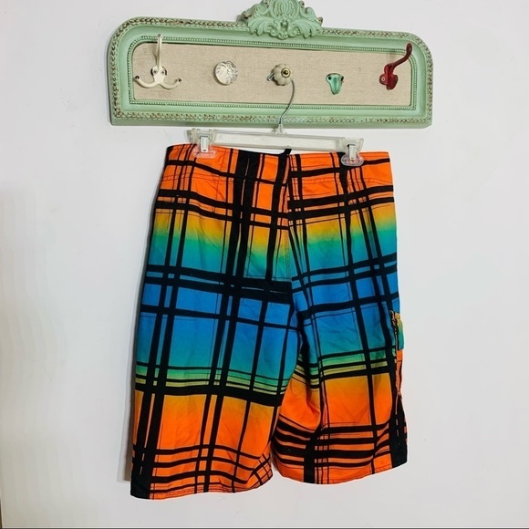 Hang ten swim trunk plaid ocean sunrise board swimsuit 34 unlined - Picture 5 of 6